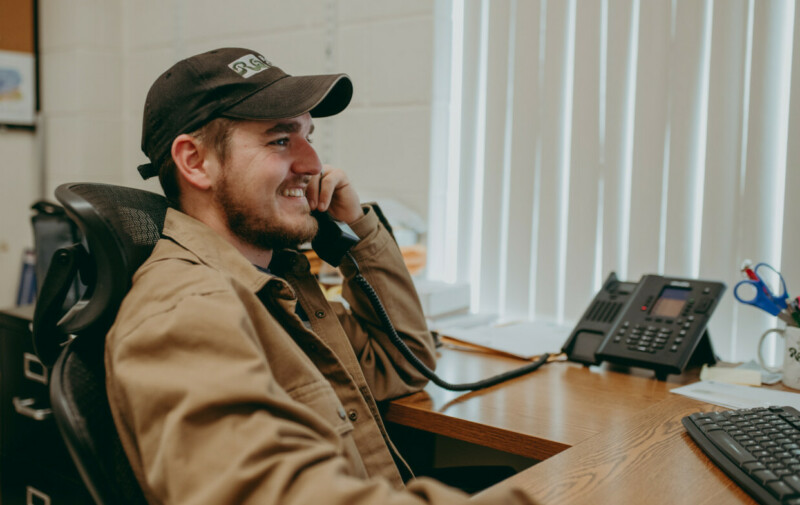 A Stone Salesman on the phone